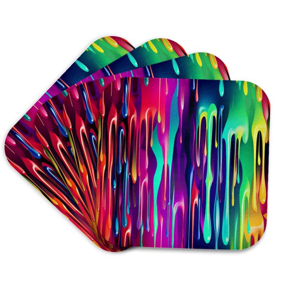 3drose, Colorful Image of Dripping Paint Patterns, Set of 4 Coasters - Soft