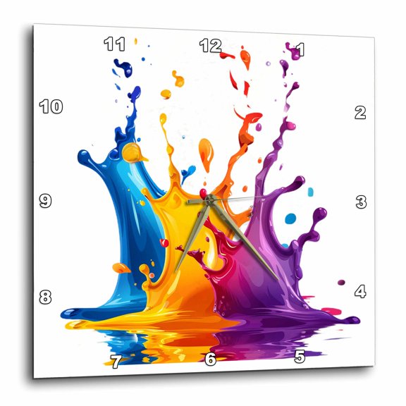 3drose, Colorful Image of Paint Splash, 10x10 Wall Clock