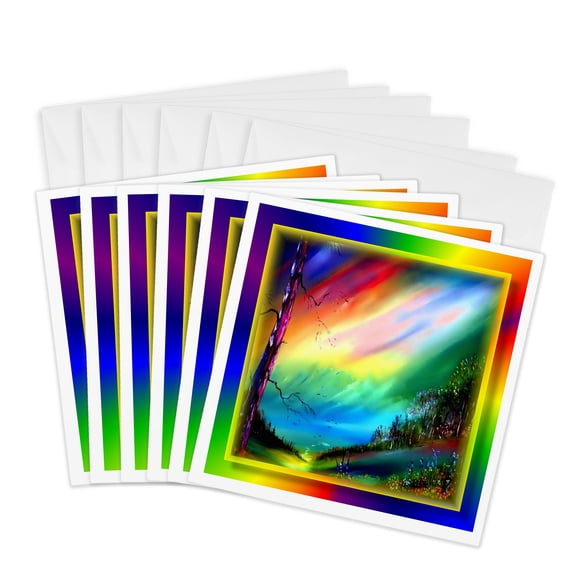 3drose, Colorful Landscape, 6 Greeting Cards with Envelopes