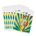 3drose, Colorful Mic Microphone and Headphones on Grunge Halftone Rays ...