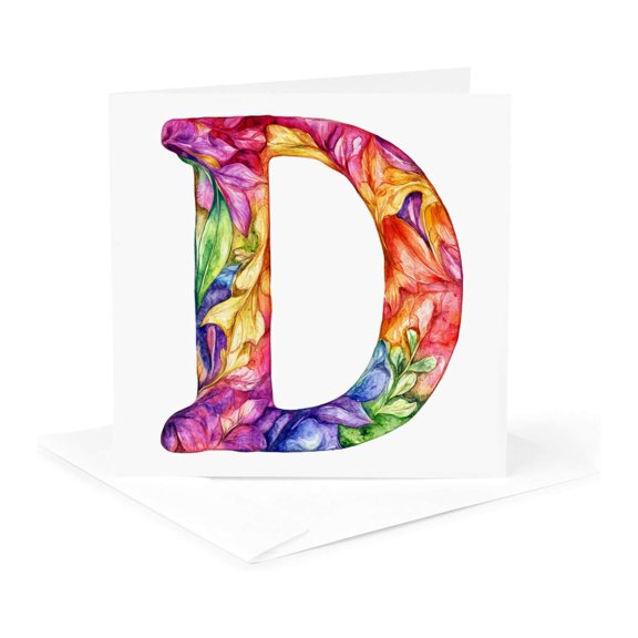 3drose, Colorful Monogram Letter D, 1 Greeting Card with Envelope