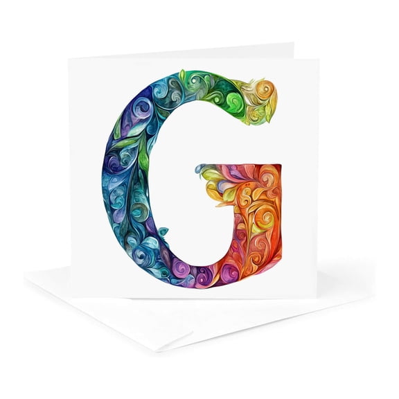 3drose, Colorful Monogram Letter G, 1 Greeting Card with Envelope