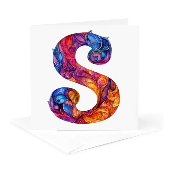 3drose, Colorful Monogram Letter S, 1 Greeting Card with Envelope