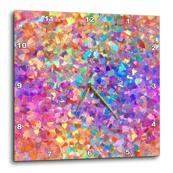 3drose, Colorful Mosaic Image of Shattered Glass Pattern, 13x13 Wall Clock