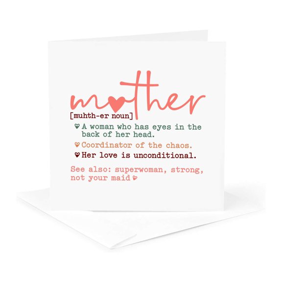 3drose, Colorful Noun Mother and Its Funny Definition. Mothers Day Art Gift, 1 Greeting Card with Envelope