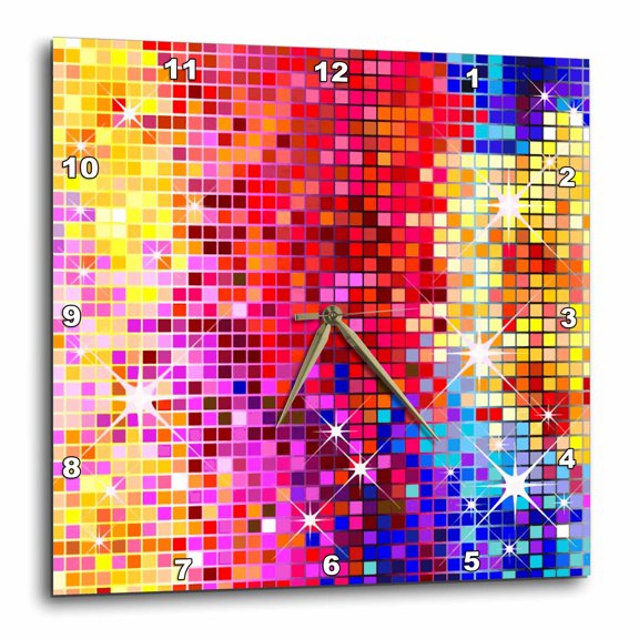 3drose, Colorful Sparkles, 10x10 Wall Clock