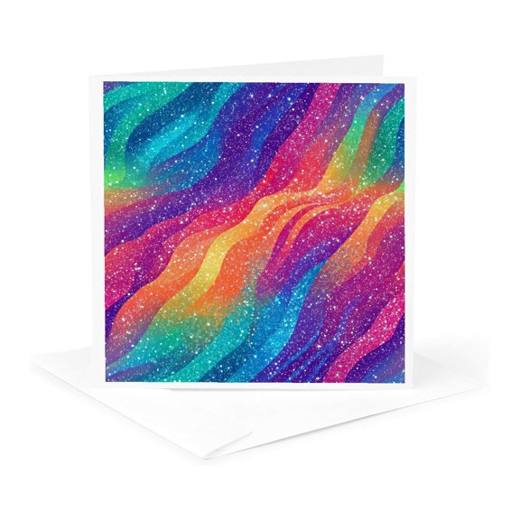 3drose, Colorful Speckled Wavy Stripes Pattern, 1 Greeting Card with Envelope