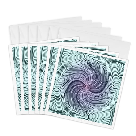 3drose, Concentric Wave Abstract Graphic Design, 6 Greeting Cards with Envelopes