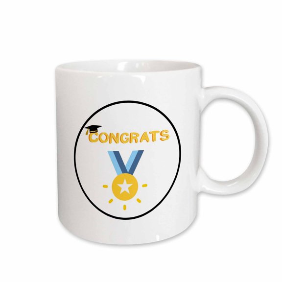 3drose, Congrats Typography with Graduation Icons, 15oz Mug