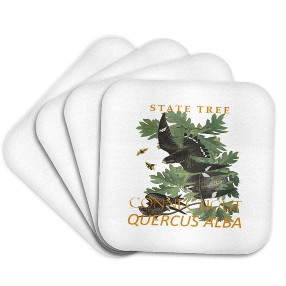 3drose, Connecticut Territory Tree the Charter Oak, Set of 4 Coasters - Soft
