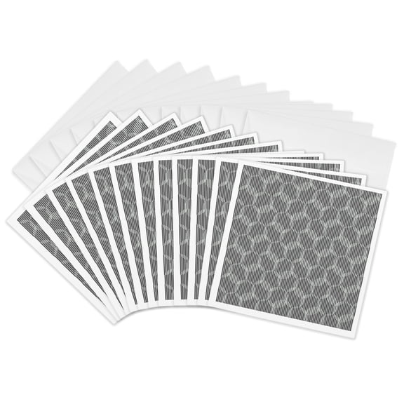 3drose, Contemporary Gray Striped Overlapping Circles Pattern, 12 Greeting Cards with Envelopes