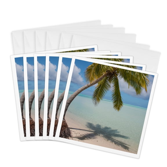 3drose, Cook Islands, One Foot Island, Tropical White Sand Beach, 6 Greeting Cards with Envelopes