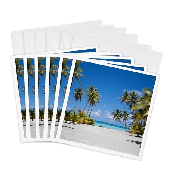 3drose, Cook Islands, Palmerston Island. Tropical Island, 6 Greeting Cards with Envelopes