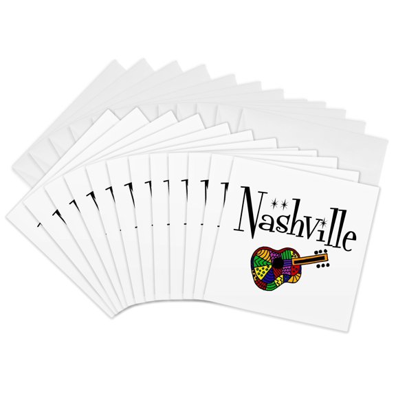 3drose, Cool Fun Nashville and Guitar Music Travel for County Music Lovers, 12 Greeting Cards with Envelopes