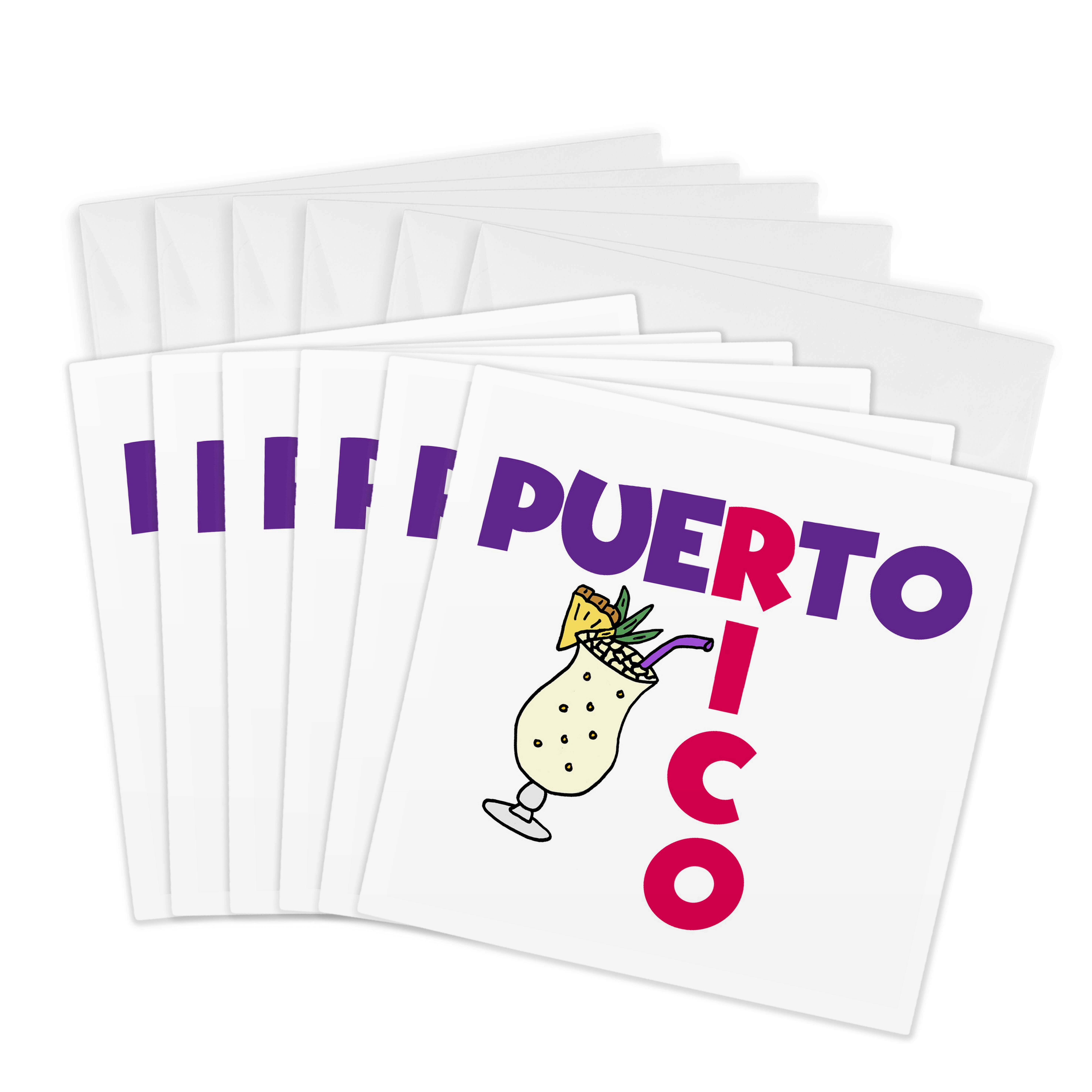 3drose, Cool Fun Puerto Rico and Pina Colada Drink Cartoon, 6 Greeting ...