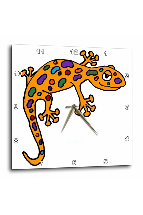 , Cool Funny Cute Artsy Colorful Gecko Lizard Nature Art, 15x15 Wall Clock