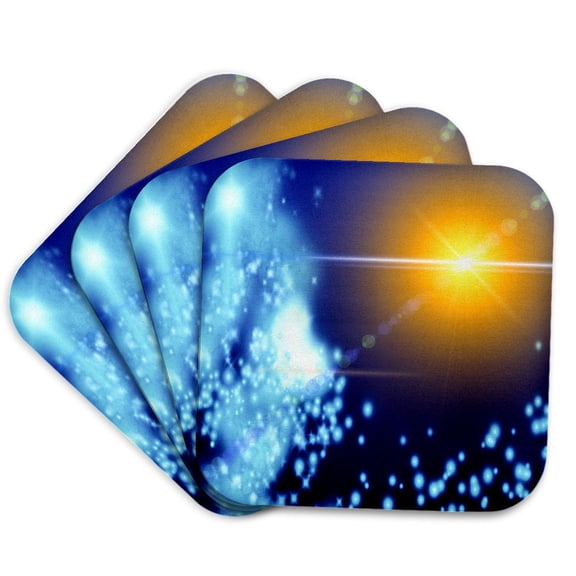 3drose, Cosmic Sun and Solar System Nebulas, Set of 4 Coasters - Soft