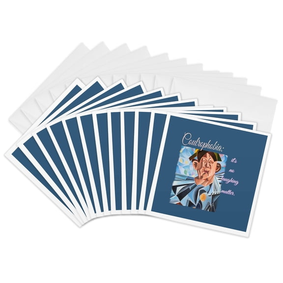 3drose, Coulrophobia Awareness It Is No Laughing Matter Clown Irony, 12 Greeting Cards with Envelopes