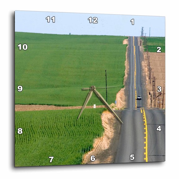 3drose, Country Road, Wheat Fields, Pendleton, Idaho - Us13 Dfr0677 - David R. Frazier, 10x10 Wall Clock