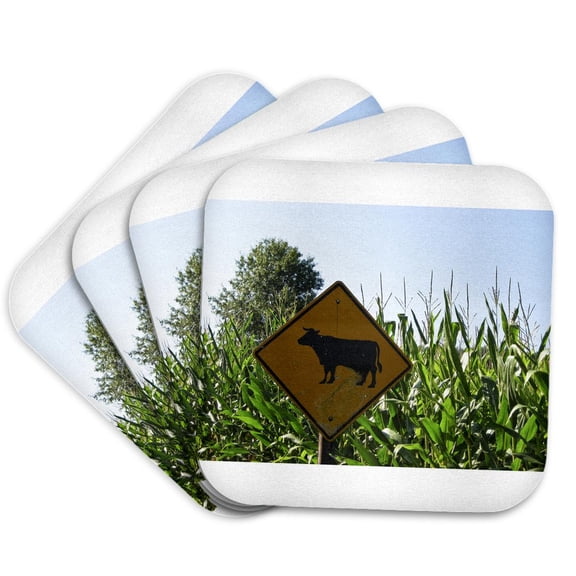 3drose, Cow Crossing, Set of 4 Coasters - Soft