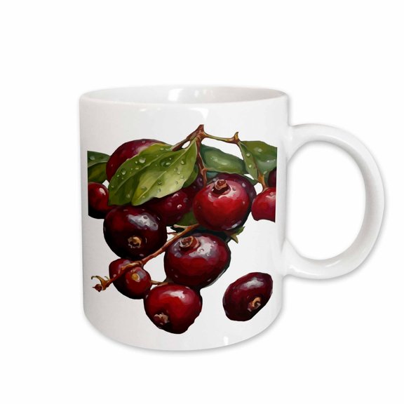 3drose, Cranberry Botanical Vector Illustration, 15oz Mug