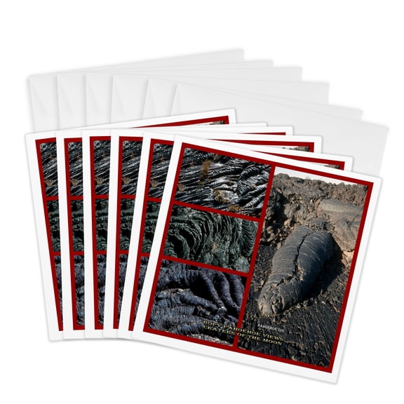 3drose, Craters of the Moon National Monument - Ropy Pahoehoe Views on Toe, 6 Greeting Cards with Envelopes