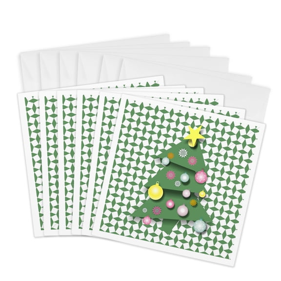 3drose, Crazy Christmas Tree, 6 Greeting Cards with Envelopes
