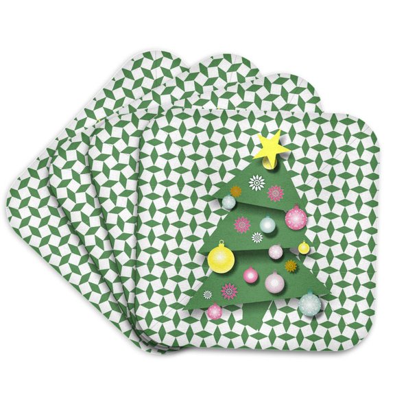 3drose, Crazy Christmas Tree, Set of 4 Coasters - Soft