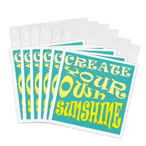 3drose, Create Your Own Sunshine Inspirational Quote, 6 Greeting Cards with Envelopes