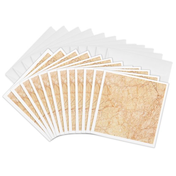 3drose, Crema Valencia Marble Print, 12 Greeting Cards with Envelopes