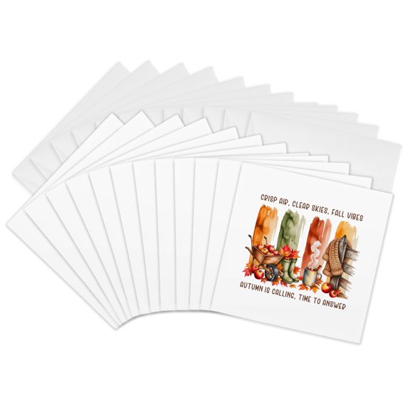 3drose, Crisp Air, Clear Skies, Fall Vibes. Stunning Artsy Gift, Charm, 12 Greeting Cards with Envelopes