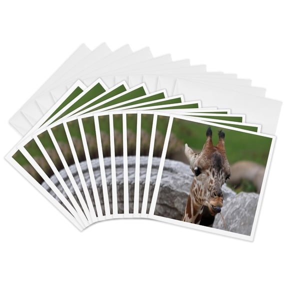 3drose, Cute Baby Giraffe, 12 Greeting Cards with Envelopes