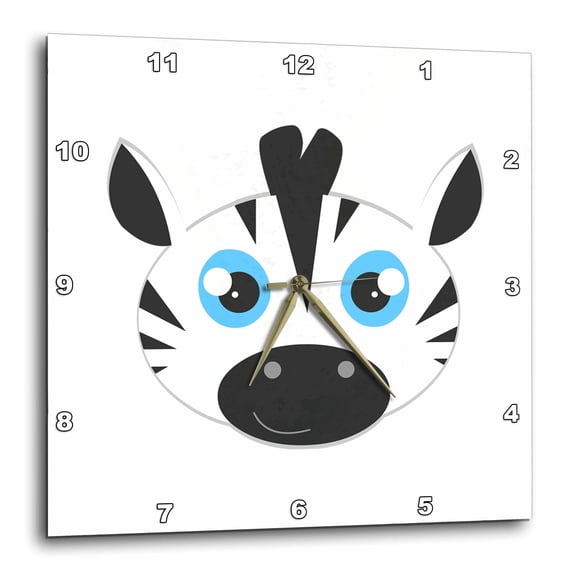 3drose, Cute Baby Zebra Cartoon, 13x13 Wall Clock