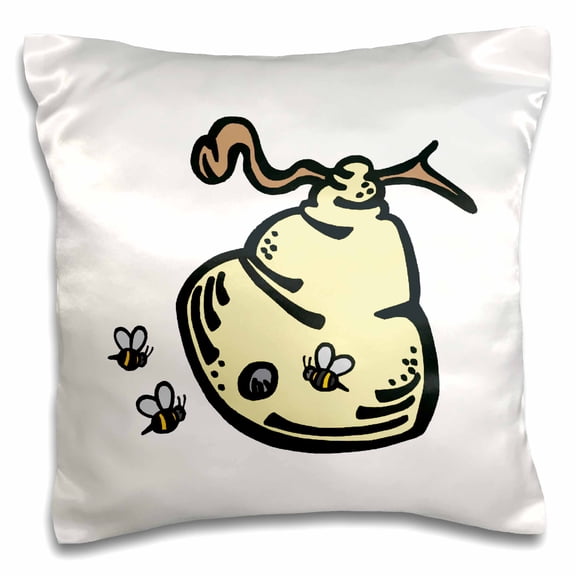 3drose, Cute Bee Hive and Bees Nature Summer Design, 16x16 inch Pillow Case