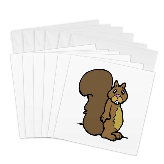 3drose, Cute Bushy Tailed Squirrel, 6 Greeting Cards with Envelopes