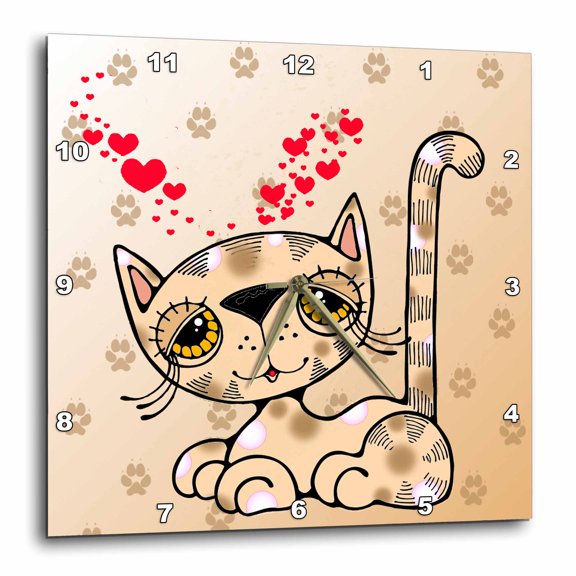3drose, Cute Calico Kitty, 15x15 Wall Clock