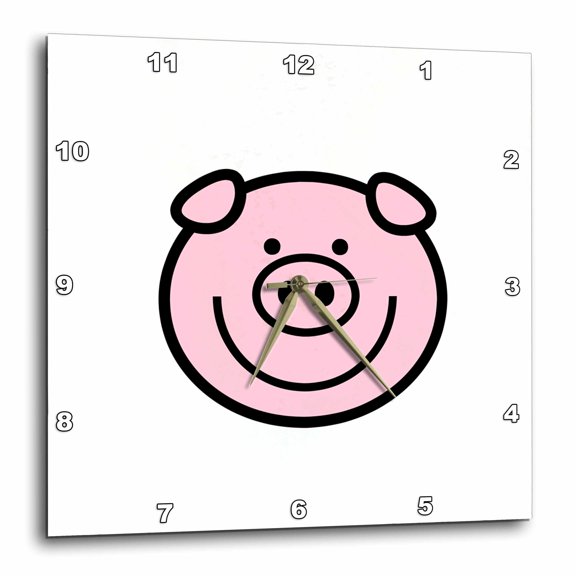 3drose, Cute Cartoon Pig, 13x13 Wall Clock