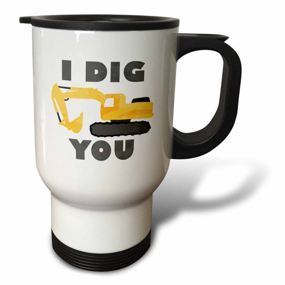3drose, Cute Construction I Dig You, 14oz Stainless Steel Travel Mug