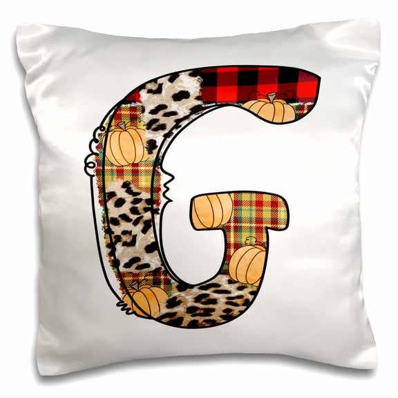 3drose, Cute Fall Patchwork Monogram Initial G, 16x16 inch Pillow Case