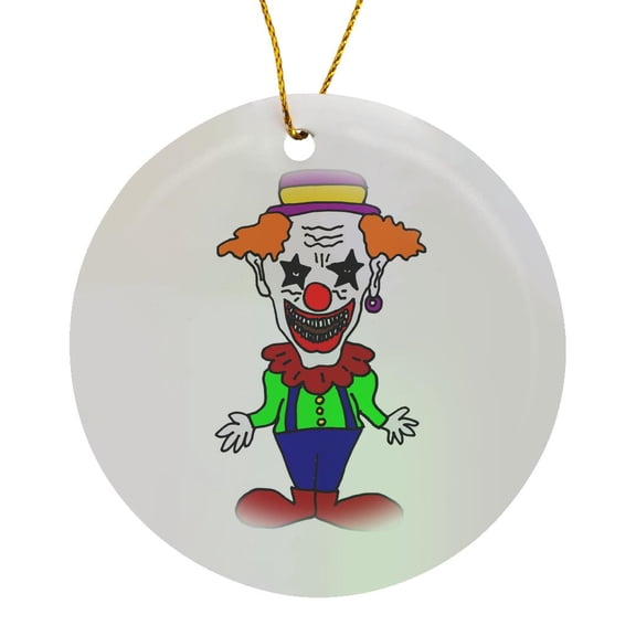 3drose, Cute Funny Evil Scary Clown Cartoon, Circle Porcelain Ornament