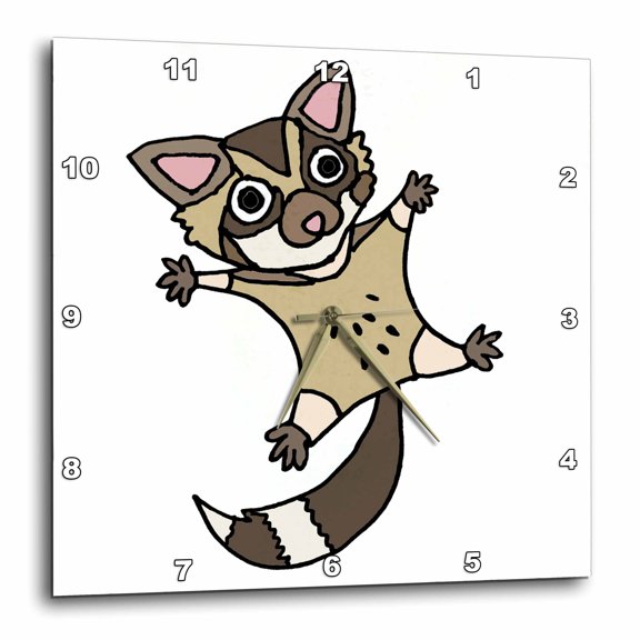 3drose, Cute Funny Flying Sugar Glider Cartoon, 13x13 Wall Clock