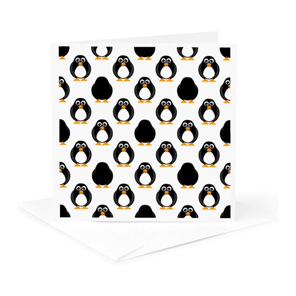 3drose, Cute Green Penguin Pattern, 1 Greeting Card with Envelope