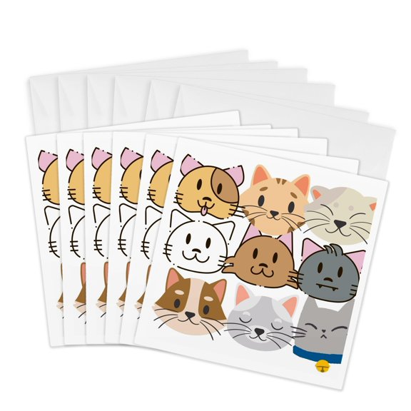 3drose, Cute Images of Cats, 6 Greeting Cards with Envelopes