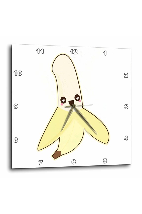 , Cute Kawaii Banana Cartoon Character, 10x10 Wall Clock