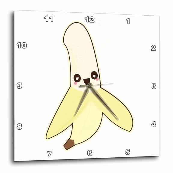 3drose, Cute Kawaii Banana Cartoon Character, 13x13 Wall Clock