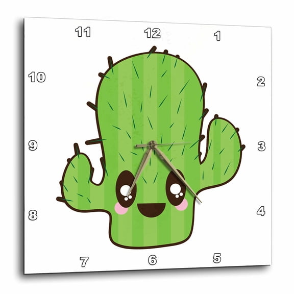 3drose, Cute Kawaii Cactus Character, 15x15 Wall Clock