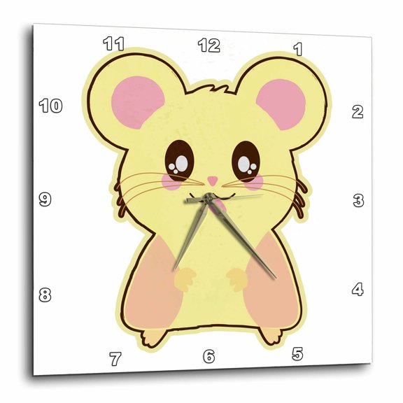 3drose, Cute Kawaii Happy Hamster Pet Cartoon Character, 15x15 Wall Clock