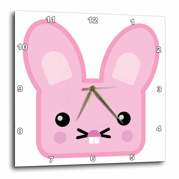 3drose, Cute Kawaii Pink Bunny, 10x10 Wall Clock