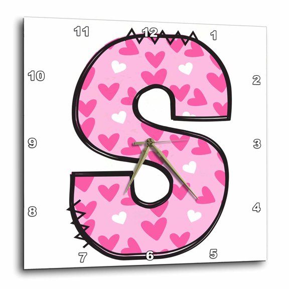 3drose, Cute Pink on Pink Hearts Monogram Initial R, 10x10 Wall Clock