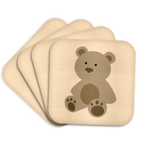 3drose, Cute Teddy Bear, Set of 4 Coasters - Soft